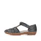 Schwarze Rieker Damen Riemchensandalen M1675-00 mit einem Klettverschluss. Schuh Außenseite.