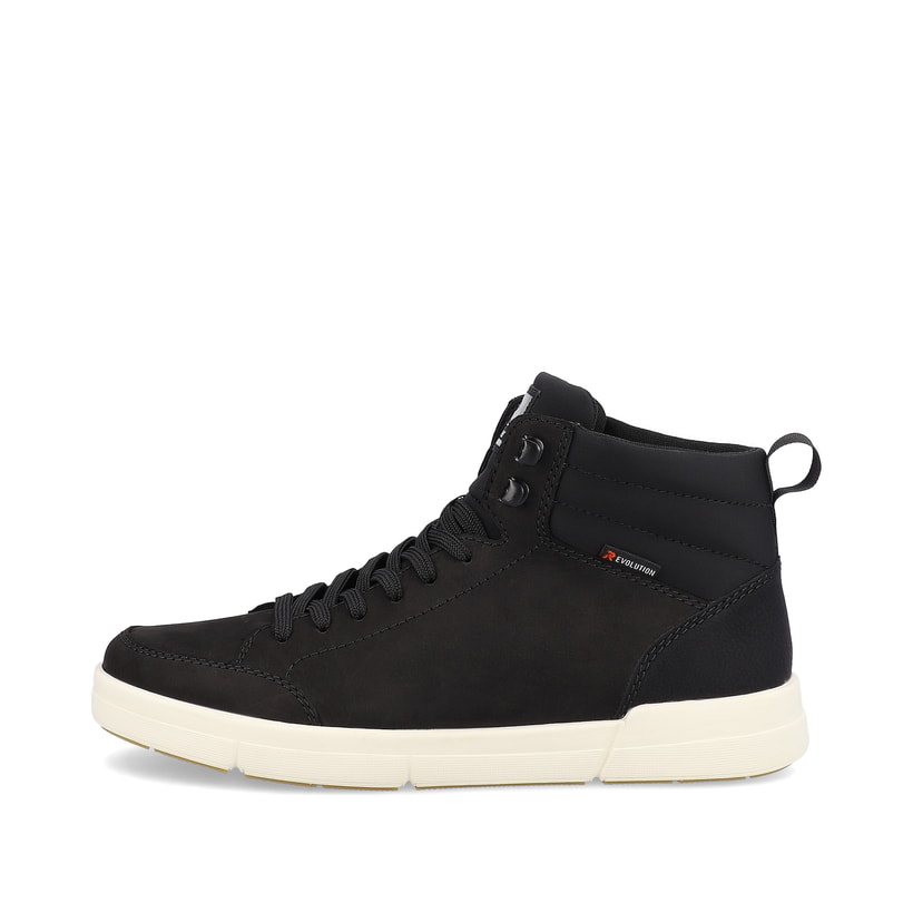 Schwarze Rieker Herren Sneaker High 07100-00 mit flexibler Sohle. Schuh Außenseite.