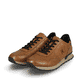 Braune Rieker Herren Sneaker Low U0304-24 mit griffiger und leichter Sohle. Schuhpaar seitlich schräg.