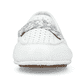 Weiße Rieker Damen Loafer 46885-80 mit einer extra weichen Decksohle. Schuh von vorne.