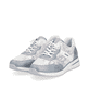 Weiße remonte Damen Sneaker D1G01-80 mit Schnürung sowie weichem Wechselfußbett. Schuhpaar seitlich schräg.