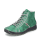 
Smaragdgrüne Rieker Damen Schnürschuhe 71510-52 mit Schnürung und Reißverschluss. Schuh seitlich schräg