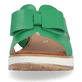 Smaragdgrüne remonte Damen Pantoletten D6456-52 mit dekorativer Schleife. Schuh von vorne.