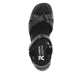 Schwarze Rieker Keilsandaletten W1552-00 mit flexibler und ultra leichter Sohle. Schuh von oben.