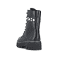 Mattschwarze Rieker Damen Biker Boots Y3354-00 mit Perlenschmuck. Schuh von hinten.