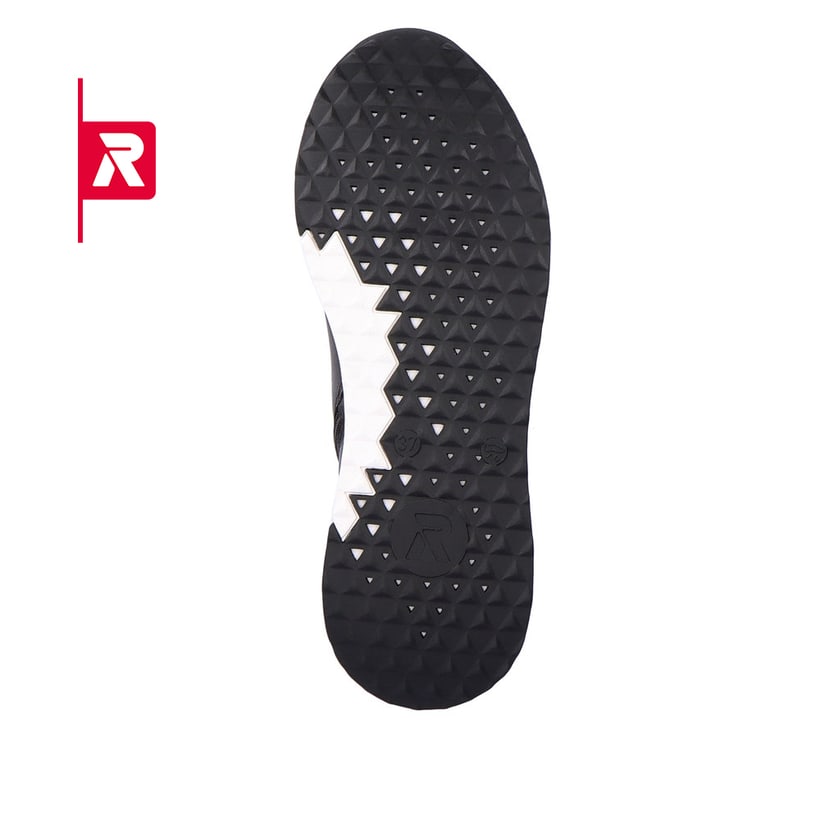 Schwarze Rieker EVOLUTION Damen Sneaker 42570-00 mit Schnürung und Reißverschluss. Schuh Laufsohle.