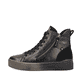 Schwarze Rieker Damen Sneaker High W0761-00 mit einer Plateausohle. Schuh Außenseite.