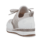
Hellbeige Rieker Damen Slipper 54451-60 mit Elastikeinsatz sowie einem Keilabsatz. Schuh von hinten