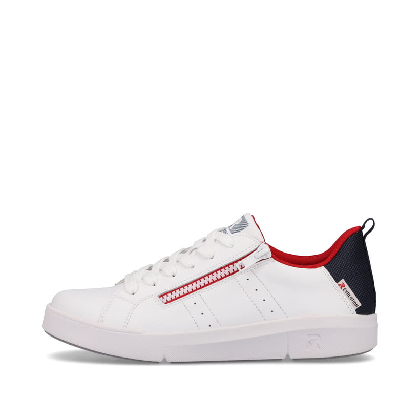 Weiße Rieker Damen Sneaker Low 41906-80 mit super leichter und flexibler Sohle. Schuh Außenseite.