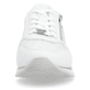 Reinweiße vegane remonte Damen Sneaker D0H12-80 mit einem Reißverschluss. Schuh von vorne.