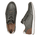Grüne Rieker Herren Sneaker Low 11903-52 mit einem Reißverschluss. Schuh von oben, liegend.