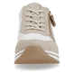 Lehmbeige vegane remonte Damen Sneaker D0T01-80 mit Reißverschluss. Schuh von vorne.