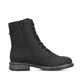 Graphitschwarze Rieker Damen Schnürstiefel 71460-00 mit einem Reißverschluss. Schuh Innenseite.