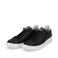 Schwarze Rieker Herren Sneaker Low U0400-00 mit einer abriebfesten Sohle. Schuhpaar seitlich schräg.