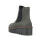 
Graugrüne Rieker Damen Chelsea Boots X9172-54 mit einer Profilsohle mit Keilabsatz. Schuh von hinten