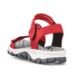 Rote Rieker Damen Trekkingsandalen 68871-33 mit einem Klettverschluss. Schuh von hinten.