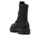 Tiefschwarze Rieker Damen Biker Boots 72650-01 mit Schmuckelementen. Schuh von hinten.