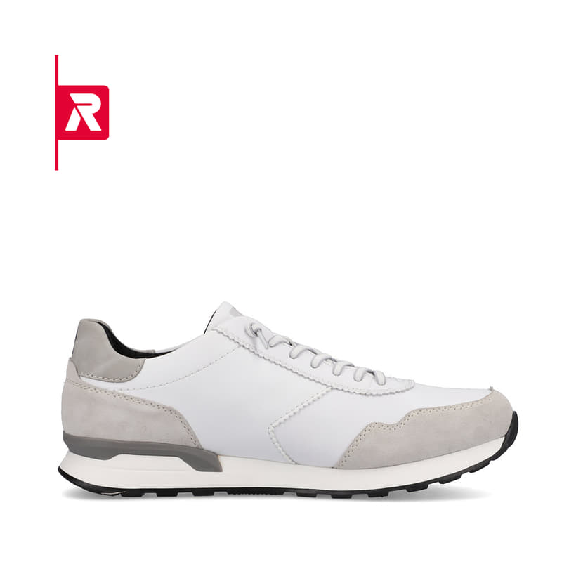 Brilliantweißen Rieker EVOLUTION Herren Sneaker U0303-80 mit einer Profilsohle. Schuh Innenseite.