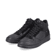 Schwarze Rieker Herren Sneaker High U0460-00 mit strapazierfähiger Sohle. Schuhpaar seitlich schräg.