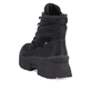 Schwarze Rieker Damen Schnürstiefel W0370-00 mit wasserabweisender TEX-Membran. Schuh von hinten.