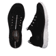 Schwarze Rieker Damen Slipper M5074-00 mit ultra leichter und flexibler Sohle. Schuh von oben, liegend.