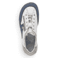 Weiße Rieker Damen Slipper 55064-80 mit Gummischnürung sowie Ziernähten. Schuh von oben.